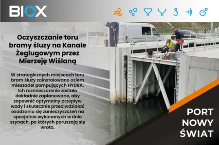 Mieszadło pompujące HYDRA, zostało zamontowane w 8 miejscach, aby przeciwdziałać osadzaniu się zanieczyszczeń.